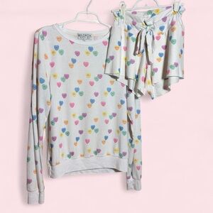 Wildfox Women's Multicolor Heart Sweatshirt pajama set